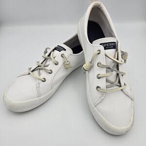 Sperry Women's Crest Vibe Leather Sneaker, White Size 10